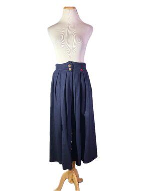 Vintage 80s Admont Size 38 Navy Blue Felt Wool Trachten Skirt